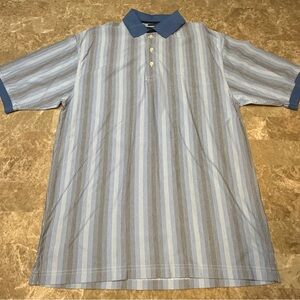 Tommy Hilfiger Golf Shirt L Blue Striped Polo 100% Mercerized Cotton Mens Large